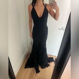 Herve Leger - Black Mermaid Bodycon and Chiffon Grown - Size XS